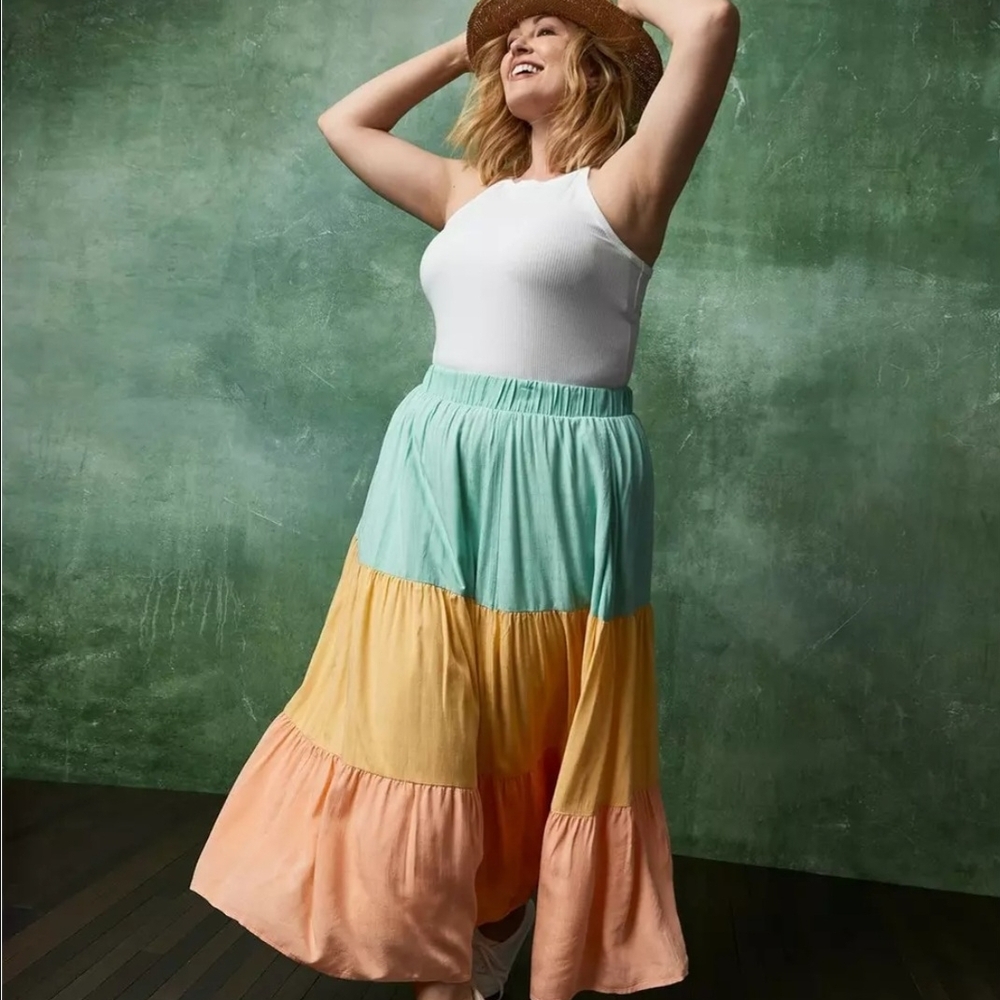 Torrid Multicolor Tiered Maxi Skirt